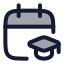 Calendarmortarboard icon with duotone rounded style