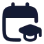 Calendarmortarboard icon with solid rounded style