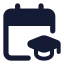 Calendarmortarboard icon with solid standard style