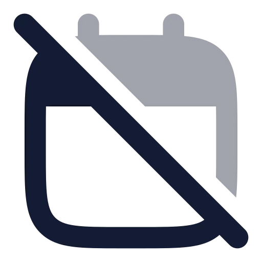 Calendar Off Icon in Bulk Rounded style