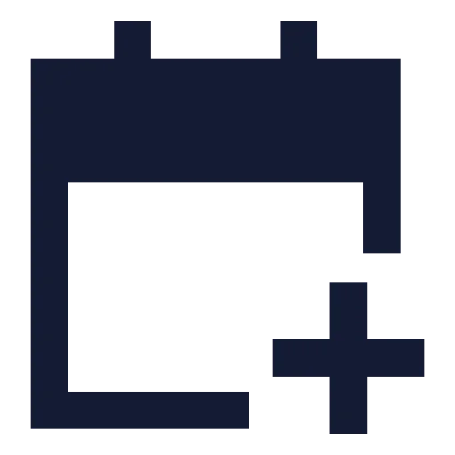Calendar Plus Icon in Solid Sharp style