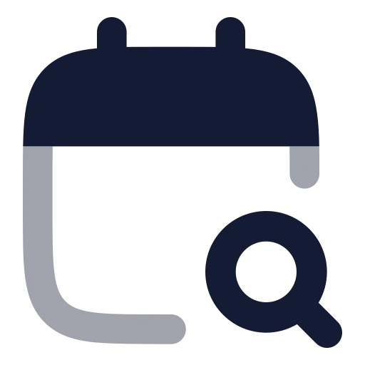 Calendar Search Icon in Bulk Rounded style