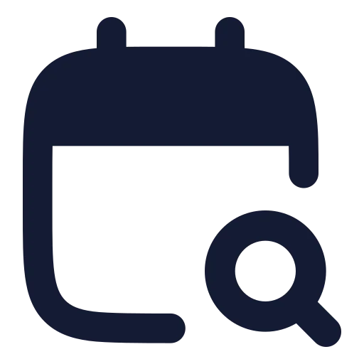 Calendar Search Icon in Solid Rounded style