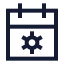 Calendarsetting icon with stroke sharp style