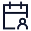 Calendaruser icon with stroke sharp style