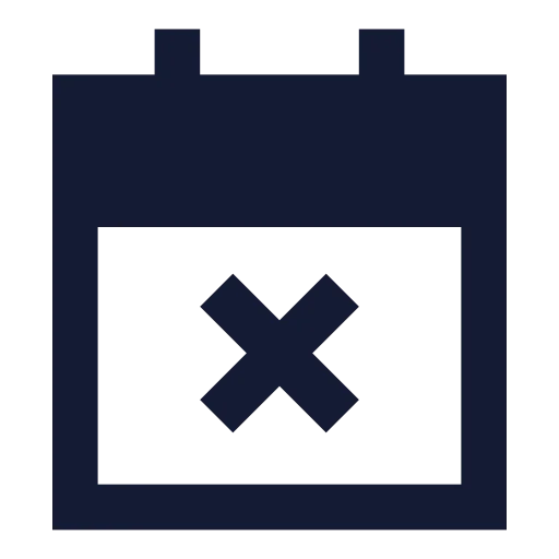 Calendar X Icon in Solid Sharp style