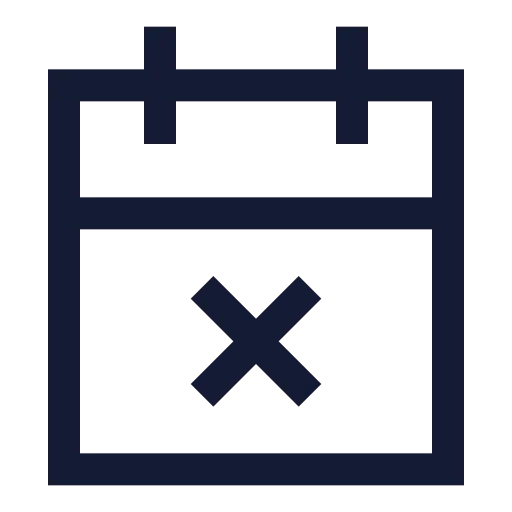 Calendar X Icon in Stroke Sharp style