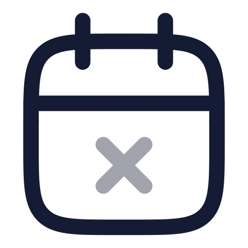 Calendar X Icon in Twotone Rounded style