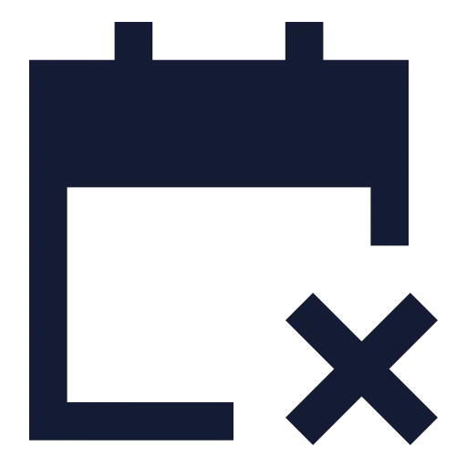 Calendar X 2 Icon in Solid Sharp style