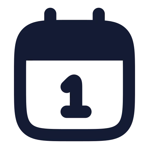 Calendar 1 Icon in Solid Rounded style