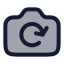 Camerarotated icon with duotone rounded style