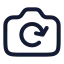 Camerarotated icon with stroke rounded style