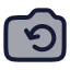 Camerarotated icon with duotone rounded style