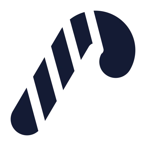 Candy Cane Icon in Solid Rounded style
