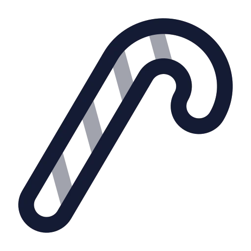 Candy Cane Icon in Twotone Rounded style