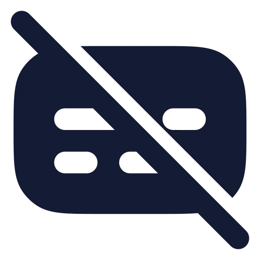 Captions Off Icon in Solid Rounded style