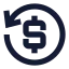 Cashback icon with solid sharp style