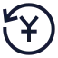 Cashbackyen icon with stroke sharp style