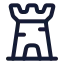 Castle icon with stroke rounded style