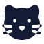 Cat icon with solid rounded style