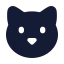 Cat icon with solid rounded style