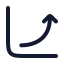 Chartincrease icon with stroke rounded style