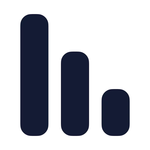 Chart No Axes Column Decreasing Icon in Solid Rounded style