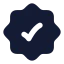 Checkmarkbadge icon with solid rounded style