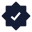 Checkmarkbadge icon with solid sharp style