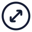 Circlearrowdiagonal icon with stroke rounded style