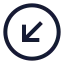 Circlearrowdownleft icon with stroke sharp style