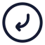Circlearrowmovedownleft icon with stroke rounded style
