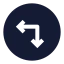 Circlearrowmoveleftdown icon with solid sharp style