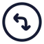 Circlearrowmoveleftdown icon with stroke rounded style