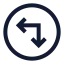 Circlearrowmoveleftdown icon with stroke sharp style