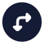 Circlearrowmoverightdown icon with solid rounded style