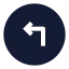Circlearrowmoveupleft icon with solid sharp style