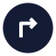 Circlearrowmoveupright icon with solid sharp style