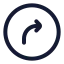 Circlearrowmoveupright icon with stroke rounded style
