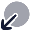 Circlearrowoutdownleft icon with bulk rounded style