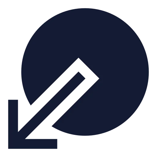 Circle Arrow Out Down Left Icon in Solid Sharp style