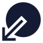 Circlearrowoutdownleft icon with solid sharp style