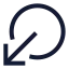 Circlearrowoutdownleft icon with stroke sharp style