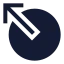 Circlearrowoutupleft icon with solid sharp style