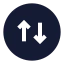 Circlearrowupdown icon with solid sharp style