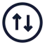 Circlearrowupdown icon with stroke sharp style