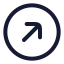 Circlearrowupright icon with stroke rounded style