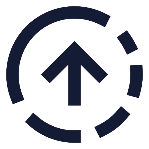 Circle Fading Arrow Up Icon in Solid Sharp style