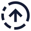 Circlefadingarrowup icon with solid sharp style