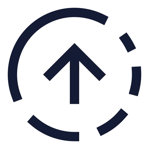 Circle Fading Arrow Up Icon in Stroke Sharp style